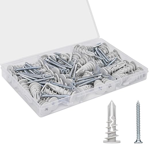 Self Drilling Drywall Anchors, 84PCS Heavy Duty Dry Wall Anchors and Screws Kit for Hanging Sheetrock, 42 Self-Tapping Plastic Drywall Hangers 42 Sheet Rock Screws