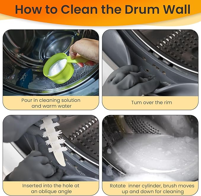 Washing Machine Cleaning Brush Kits, Washer Cleaner Tools Accessories 6pc Drum Laundry Cleaner Brush and Crevice Cleaning Brush for Tight Spaces and Washer Rubber Seal