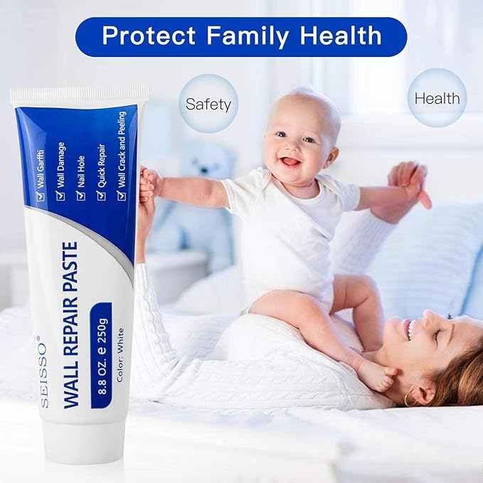 SEISSO Drywall Repair Kit, 500 g Wall Mending Agent- 2 Pack, Wall Spackle Repair Kit with Scraper, Patch for Wall Hole Filler, White Spackle Wall Repair Paste, Plaster Dent