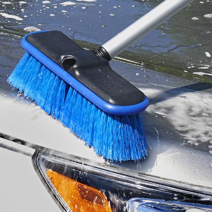 Unger Professional HydroPower 9” Soft Wash Brush with Protective Bumper – Compatible with Waterflow Poles, Cleaning Brush, Great for Cars, Boats, Siding, Windows & Delicate Surfaces
