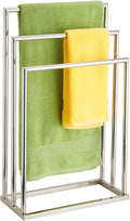 Free Standing Towel Racks for Bathroom, 3 Tier Stainless Steel Bathroom Towel Rack, Towel Drying Rack Stand for Outdoor Poolside, Blanket Holder, Chrome, DECLUTTR