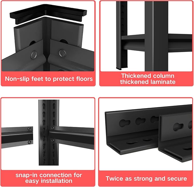 Storage Shelves, Heavy Duty 5-Tier Kitchen Shelving, 63" H Metal Storage Unit with Adjustable Shelves, Free Standing Pantry Organization Shelf, for Pantry and Garage, Black