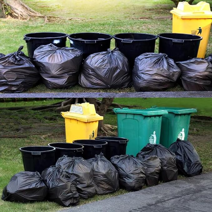 33 Gallon Trash Bags, 125 Count, Black Garbage bags, Multi-purpose Trash Can Bin Liners for Home Commercial, Outdoor, Construction, Industrial, Janitorial, Municipal, Lawn, Leaf