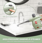 Handheld Steam Cleaner, Pressurized Multi-Surface Steam Shot with 13 Accessories, Safety Lock, Steamer for Cleaning Floor, Upholstery, Grout, Windows, Couch and Car, Green