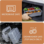 Caperci Bento Box Adult - 50 oz Large Lunch Containers for Adults and Teens, 4-Compartment Bento Lunch Box with Utensils & Leak Proof Sauce Cup, Dishwasher Safe, Durable, BPA-Free (Gray)