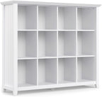 SIMPLIHOME Acadian Bookcase - 57 inch Tall 12-Cube Solid Wood Storage Display Unit in White, Transitional Cube Organizer for Living Room, Study Room or Office with Fixed Shelves and Tapered Legs