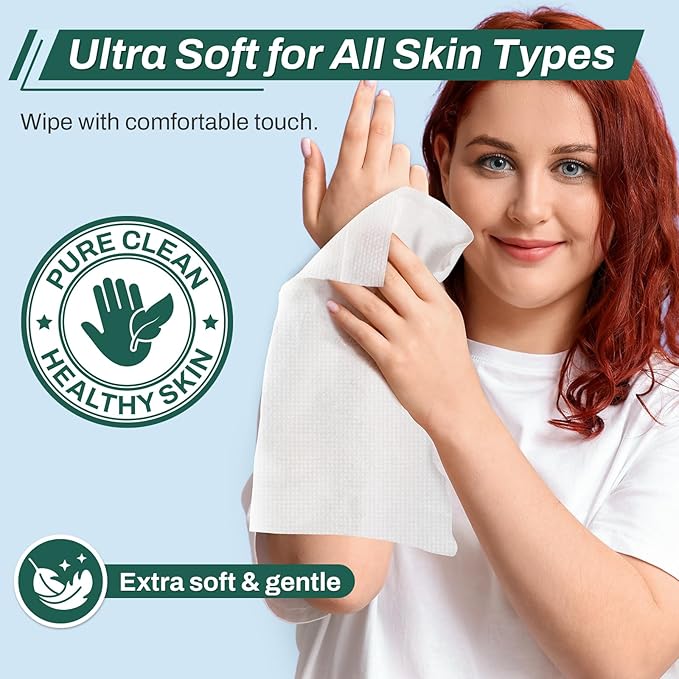[240 Count] Adult Wipes for Elderly, 8" x 12" Extra Large Adult Wipes for Incontinence & Cleansing - Disposable Washcloth for Elderly Bathing No-Rinse - Vitamin E & Aloe