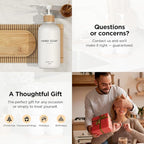 Hand and Dish Soap Dispenser Set,16oz Glass Bottles with Printed Labels, Bamboo Tray & Pump,Countertop Soap Dispensers for Kitchen,Luxury, Minimalist & Farmhouse Decor (Hand Dish (White))