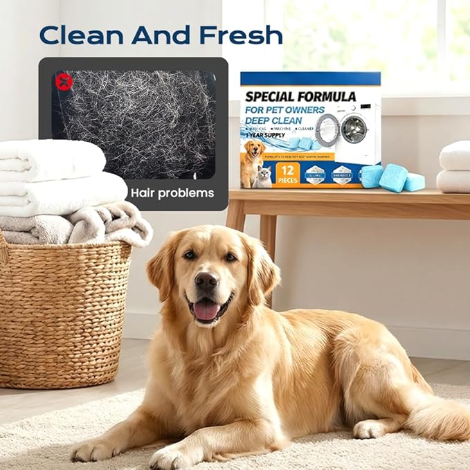 Washing Machine Cleaner Tablets, 2026 New Washer Cleaner Tablets, Deep Cleaning Pet Hair Remover for Laundry Room, Eco-Friendly Odor Remover for Pet Owners (2pcs)