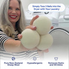 Wool Dryer Balls, 3-Pack XL, 100% Pure New Zealand Sheep Wool, Unscented, Hypoallergenic, Eco-Friendly Laundry Balls (3 Pack)
