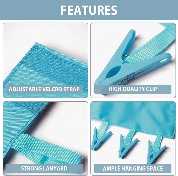 TamBee Portable Hanger Clips Travel Clothesline Travel Hangers Towel Drying Rack Clothing Hanger Folding Portable Sock Dock Swimsuit Drying Rack Hanger with 6 Clips Pack of 3 (Blue)