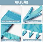 TamBee Portable Hanger Clips Travel Clothesline Travel Hangers Towel Drying Rack Clothing Hanger Folding Portable Sock Dock Swimsuit Drying Rack Hanger with 6 Clips Pack of 3 (Blue)