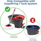 Matthew Spin Mop Replace Head Kit,Base,Handle Compatible with EasyWring Microfiber Spin Mop,2 Mop Refills Replacement Heads,30-58in Mop Handle and 1 Mop Base Combo Set White (1-Tank System)