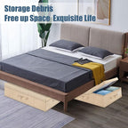 Supowin Underbed Storage Containers Bin with Lids (Set of 2) Large Under Bed Storage Organizer Box with Handle, Foldable Under the Storage Bags for Organizing Clothes, Shoes, Blankets, Pillows-Khaki