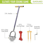 Half-Moon Edger Lawn Tool – Steel Garden Edger for Landscaping & Borders with Rope & Pegs for Precision – Saw-Tooth Manual Edger Lawn Tool with Ergonomic Rubber-Grip Handles, 39 in.