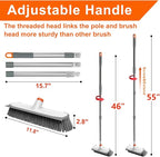 Floor Scrub Brush with Long Handle, Stiff Bristles Deck Brush, BITOPE Multi-Purpose Heavy Duty Hardwood Floor Scrubber, Cleaning Concrete Balcony Patio Garage Outdoor/Indoor