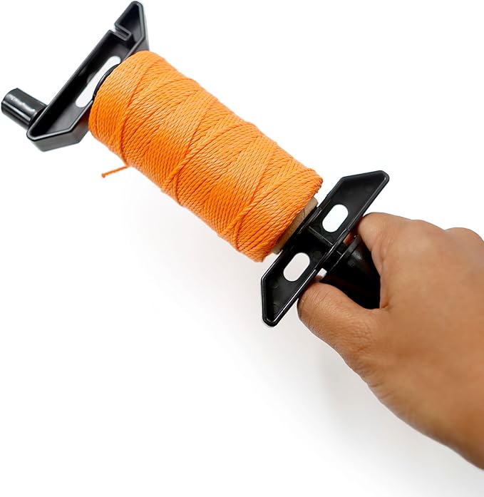 Mason Line String Twisted Twine for Bricklaying, Fencing, Gardening & DIY, 393ft Rolls (Orange, Pink, White, Green) & 262ft Rolls (Set 3 roll and Handle) – 1.3mm Thick Construction Twine