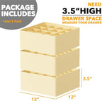 SpaceAid Sock Drawer Organizer Divider 3 Pack, 64 Cell Dresser Closet Nursery Underwear Organizers Storage Bins for Organizing Socks Underwear Ties Belts (Beige)