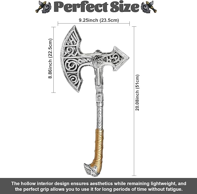 Viking Axe Prop,Plastic Toy Axe Viking Costume Accessories,Halloween Pirate Axe Cosplay Party