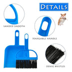 WishLotus Mini Dustpan and Brush Set, Portable Exquisite Pet Waste Cleaning Kit, Hamster Sand Scooper Cage Cleaning Tool for Small Pets Guinea Pigs Hedgehogs Hamsters Chinchillas Rabbits (Dark Blue)