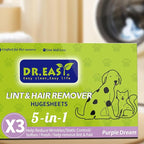 Dr.Easy LINT & HAIR REMOVER Pet HUGESHEETS with 3X Dryer Sheets, Lavender Fresh, 200 Count,PLANT&MINERAL-BASED FORMULA