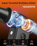 Super Power Compressed Air Duster - Fastest Charging Cordless Electric Air Duster, 180,000 RPM Brushless, 4 Speeds Durable Mini Blower - Replaces Canned Air for Keyboard, PC & Car Cleaning