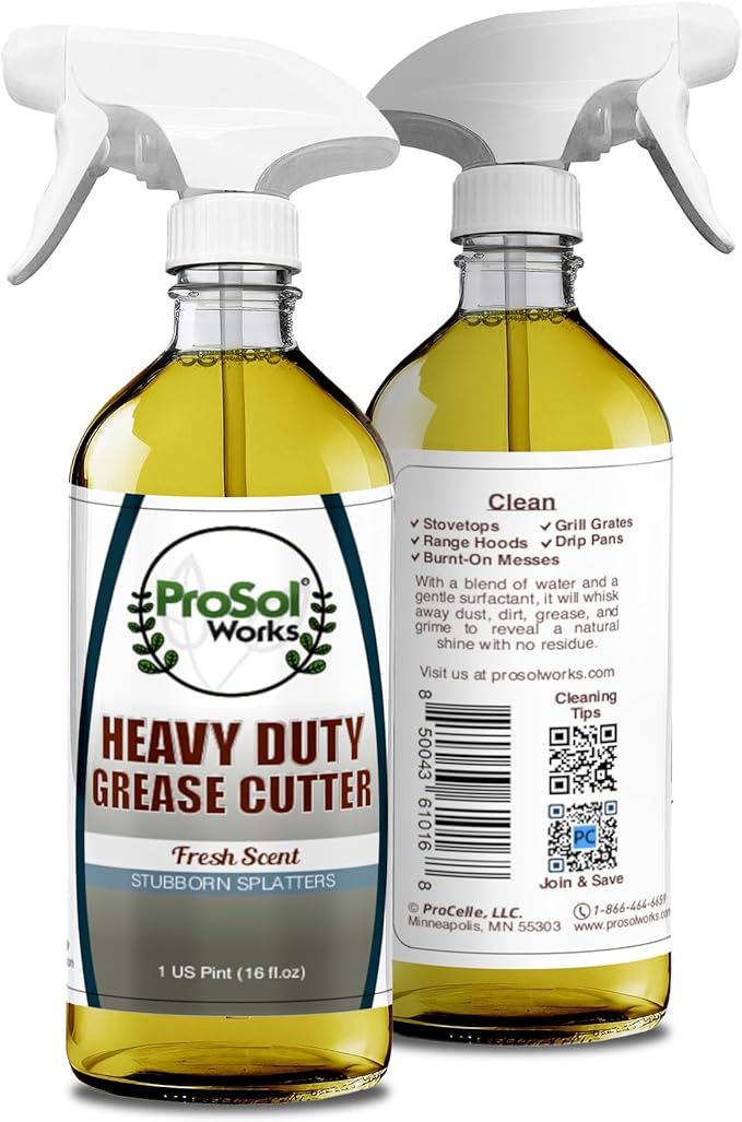 Degreaser Cleaner Heavy Duty Cleaning Spray 16 oz - Kitchen Cleaner for Stubborn Splatters, Stove Top, Grill, Drip Pans, & Oven Cleaner - Safe on All Surfaces - Fresh Scent