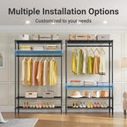 VIPEK V1 Plus Heavy Duty Clothes Rack with Shelves - 4 Tiers Adjustable Height | Holds Up to 540lbs | Perfect for Small Spaces, Apartments | Compact Design for Flexible Storage, Black