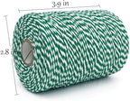 Leecogo Bakers Twine String Green and White Cotton 656 Feet for Gift Wrapping, DIY Crafts, Home Decoration, Cooking