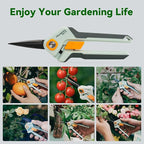 PrunePro Garden Scissors Pruning Shears Sharp Stainless Steel Non-Stick Teflon Coating Blade for Precise Cuts Garden Snip Bonsai Clippers for Plants Rose Flower Green & Orange