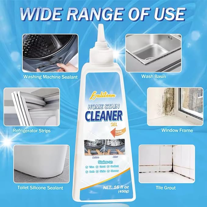Mold Stain Cleaning Gel, Washing Machine Cleaner, Household Grout Cleaner for Washing Machine, Refrigerator Strips, Best for Home Sink, Kitchen, Showers (16 Fl Oz (Pack of 1))