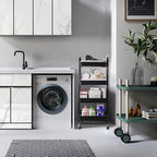 elabo 4-Tier Metal Mesh Utility Rolling Cart, Storage Organizer Trolley Services Cart with Lockable Wheels for Kitchen, Bathroom, Living Room (Black)