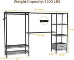 Golpart Coat Rack Clothes Wardrobe：Closet Organizer and Storage Clothing Garment Rack with Shelves Heavy Duty for Hanging Clothes Portable Adjustable Black 15.8" Dx(70-88.5)" Wx76.5 H