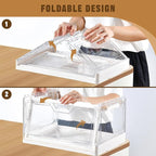 Collapsible Plastic Storage Bins with WheelsClear Stackable Storage Bins with Lid Stackable Storage Bins with Open Door Folding Storage Bins Organizer for Closet Bedroom Living Room