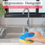 3 Pcs Dual Sided Scrub Sponge Multi Functional Cute Temperature Sensitive Non Scratch Dish Sponge for Washing Dishes Kitchen Bathroom(Cat,Pink, Orange, Blue)