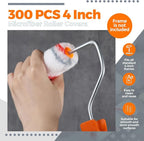 Leumoi 300 Pcs 4 Inch Mini Paint Roller Cover 1/2" Nap Small Microfiber Roller Covers Home Repair Tools House Household Supplies Kit(Red, Gray)