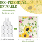 6 - Pack Swedish Kitchen Dish Cloths - Reusable Paper Towels for Counters & Dishes - Eco Friendly Cellulose Sponge Cloth - Assorted (Sunflower)