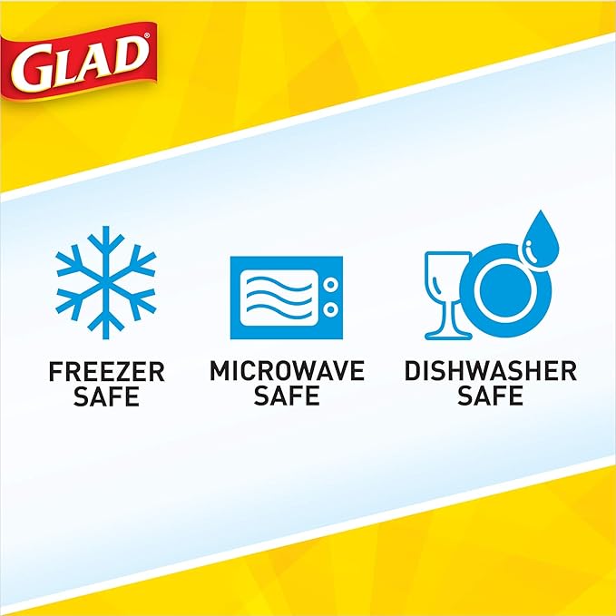 Glad GladWare Deep Dish Food Storage Containers with Lids, Large Rectangle BPA Free Plastic for Soups Salads and Meal Prep, Lock Tight Seal, Microwave Dishwasher Safe, 64 Oz, 3 Count - 6 Pack