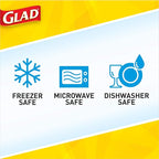 Glad GladWare To Go Snack Food Storage Containers with Lids, Medium Rectangle No BPA Plastic with Built-In Dressing Cup for Salads and Snacks, Microwave Dishwasher Safe, 24 Oz, 4 Count