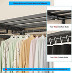 Heavy Duty Portable Closet with Cover 1200Ibs Foldable Covered Clothes Rack for Hanging Clothes Armoire Wardrobe Closet System Freestanding Coat Storage Garment Racks (150cm/59in（black）)