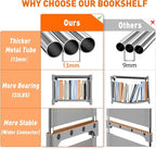 REIBII Book Shelf, 16 Cube Storage Organizers, DIY Tall Book Case for Bedroom, Office, Living Room, Closet, 12" D x 47.24" W x 70.86" H, Grey