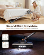 N8 Cordless Vacuum Cleaner,Lightweight Stick Vacuum with Powerful Suction,2200mAh Battery,40 Mins Runtime,Self-Standing,Rechargeable Vacuum Cleaners for Home Hardwood Floor Carpet Pet Hair (Gold)