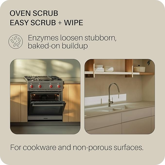 Everneat Oven Cleaning Kit: Natural Oven Cleaner and Kitchen Cleaner | Heavy Duty | Grill, Stovetop, Rack | Fume-free | Non-toxic | Safe to Clean All Ovens (Unscented) | Refillable Glass Jar & Bottle