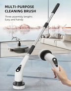 Electric Spin Scrubber Cordless - 8 Brush Heads, 5-Speed Settings, Adjustable Extension Handle for Bathroom, Kitchen, Tile, Bathtub & Floor Cleaning