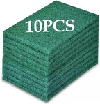 Heavy Duty Scour Pads Sponge Dish Scrubber Green Reusable Household Scrub Pads for for Dishes, Kitchen Scrubbers & Metal Grills 4 x 6 x 0.31inch (10Pcs)
