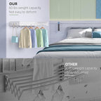 Drying Rack Clothing,Clothes Drying Rack Wall Mounted,Laundry Drying Rack Wall Mount,Foldable,Collapsible,60 lb Capacity 5 Aluminium Poles with 12 Hooks,Space Saving Clothes Drying Rack,White 31.5"