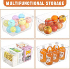 6 Pack Large Clear Plastic Storage Bins,Plastic Containers with Handle for Pantry Organizer and Storage,Perfect for Kitchen,Fridge,Cabinet, Closet,Bathroom Under Sink Storage