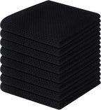 Homaxy 100% Cotton Waffle Weave Kitchen Dish Cloths, Ultra Soft Absorbent Quick Drying Dish Towels, 12 x 12 Inches, 8-Pack, Black