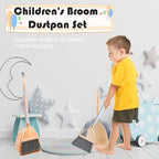Mini Broom with Dustpan for Kids,Little Housekeeping Helper Set (Light Blue)