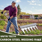 Gardening Hand Weeder Puller Tool, Manual Weeder with Detachable Blade Weeder Puller Tool,High-Carbon Steel Weed Removal Tool for Farm Lawn Garden, 5/6/7/8 Teeth Sizes (5 Teeth)
